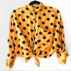 🖤SOLD🖤Vintage mustard yellow polka dot top